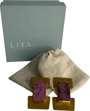 Liya Jewelery Gold And Purple Earrings