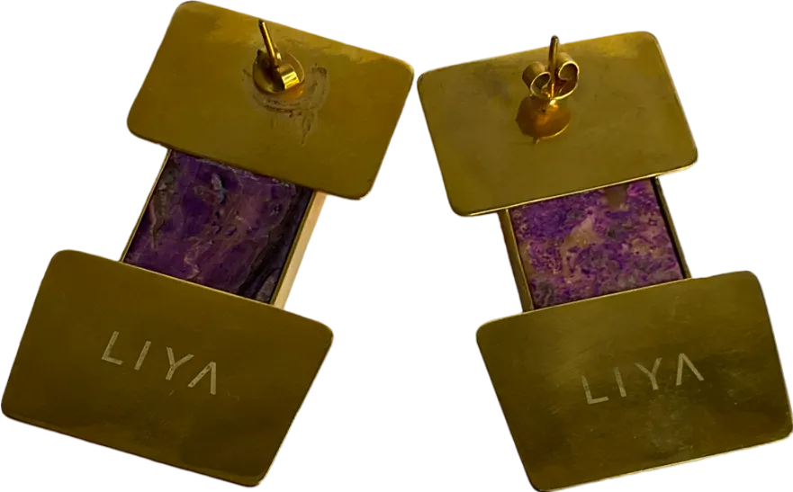 Liya Jewelery Gold And Purple Earrings