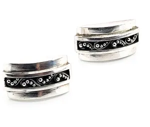 Lois Hill Scroll Milgrain dot sterling silver domed earrings Indonesia