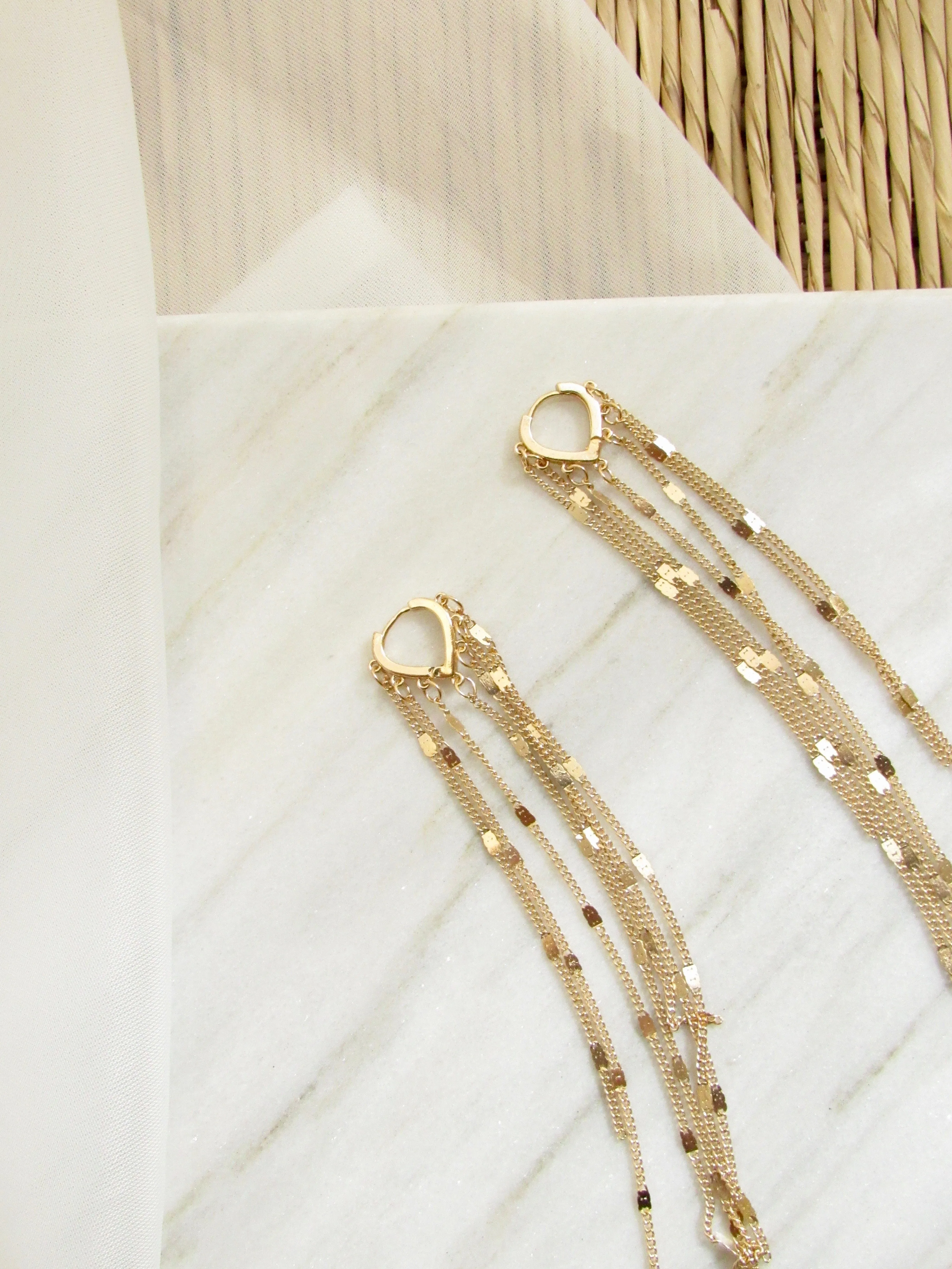 Long Tassel Chain Gold Earrings