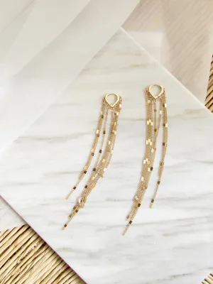 Long Tassel Chain Gold Earrings
