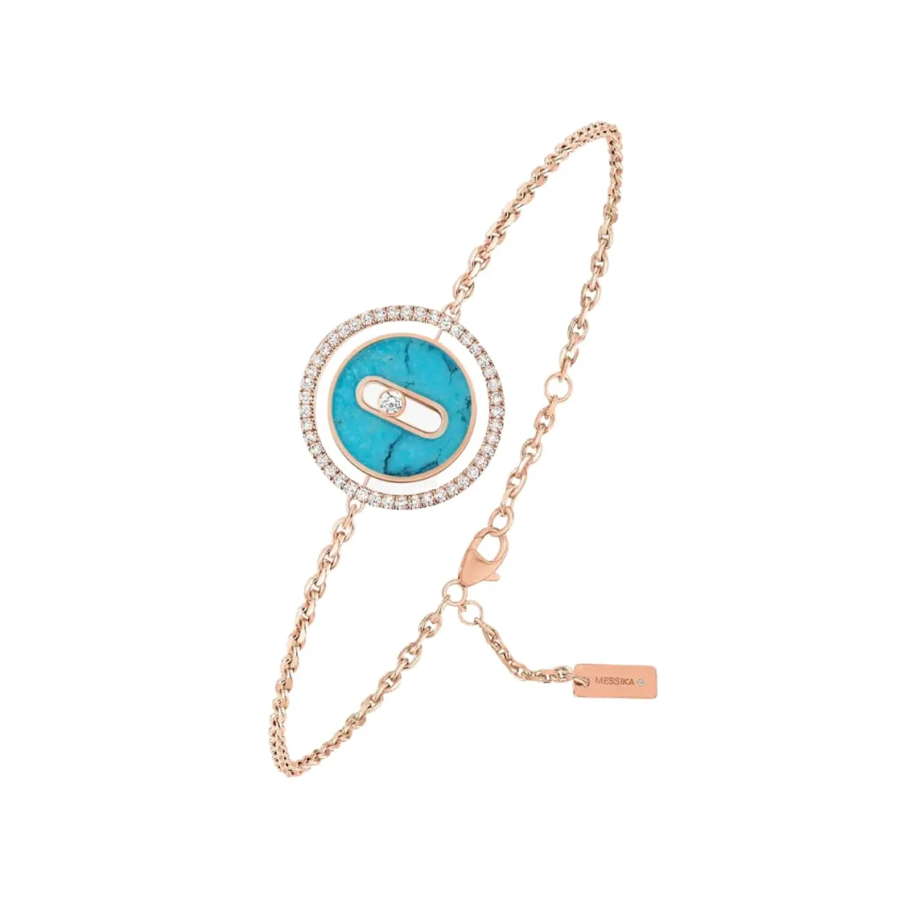 Lucky Move 18K Rose Gold Turquoise Diamond Petite Bracelet