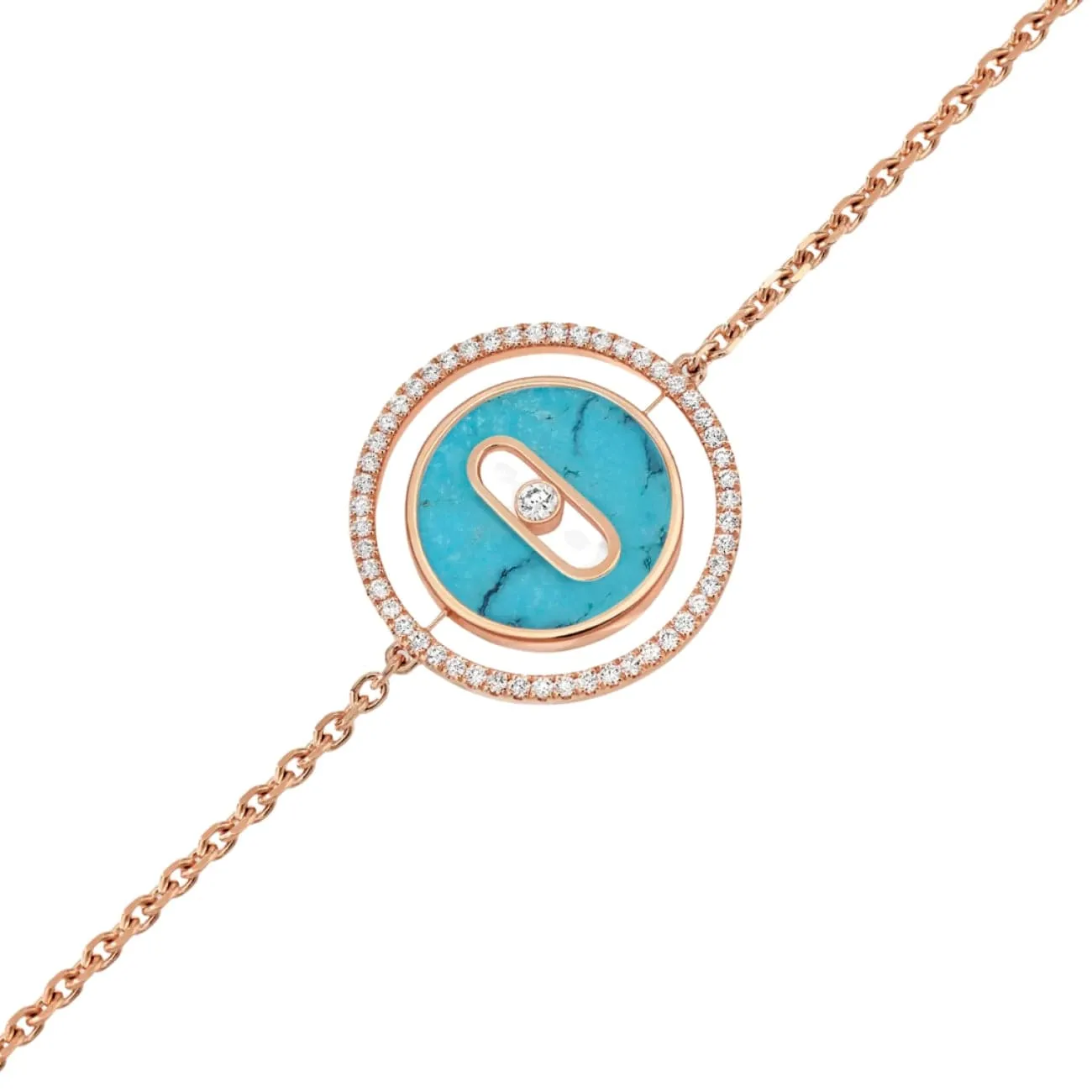 Lucky Move 18K Rose Gold Turquoise Diamond Petite Bracelet