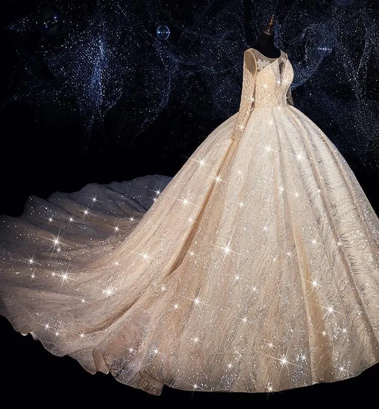 Luxurious sequins Ball Gown Wedding Dress