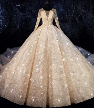 Luxurious sequins Ball Gown Wedding Dress
