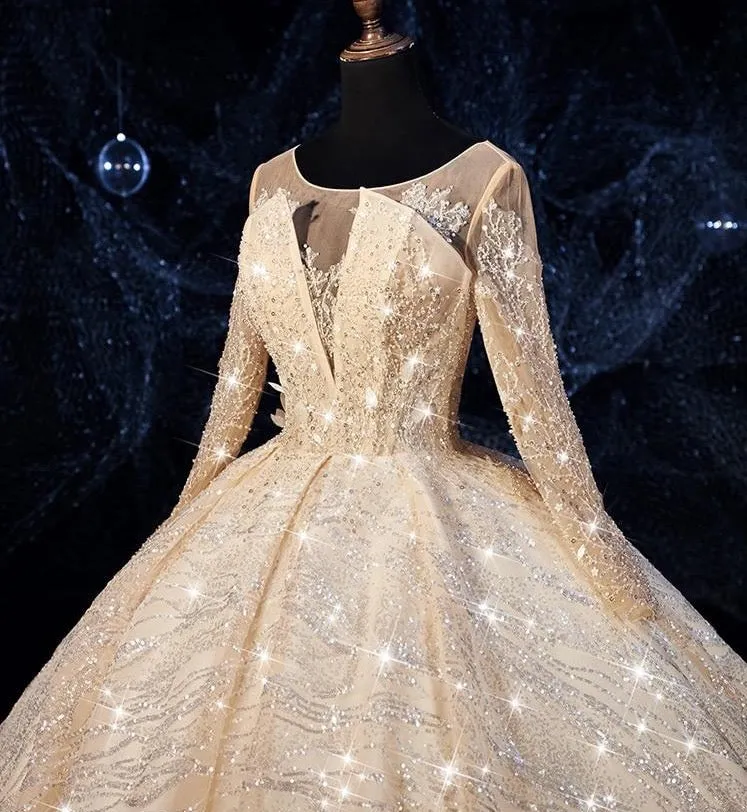 Luxurious sequins Ball Gown Wedding Dress