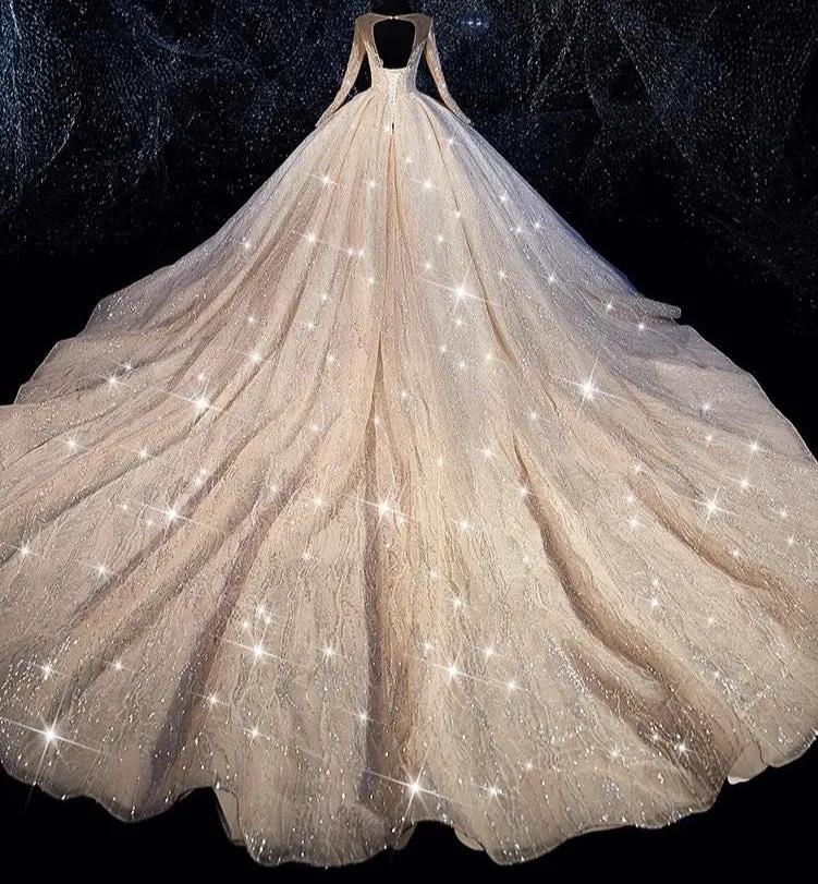 Luxurious sequins Ball Gown Wedding Dress