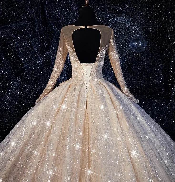 Luxurious sequins Ball Gown Wedding Dress