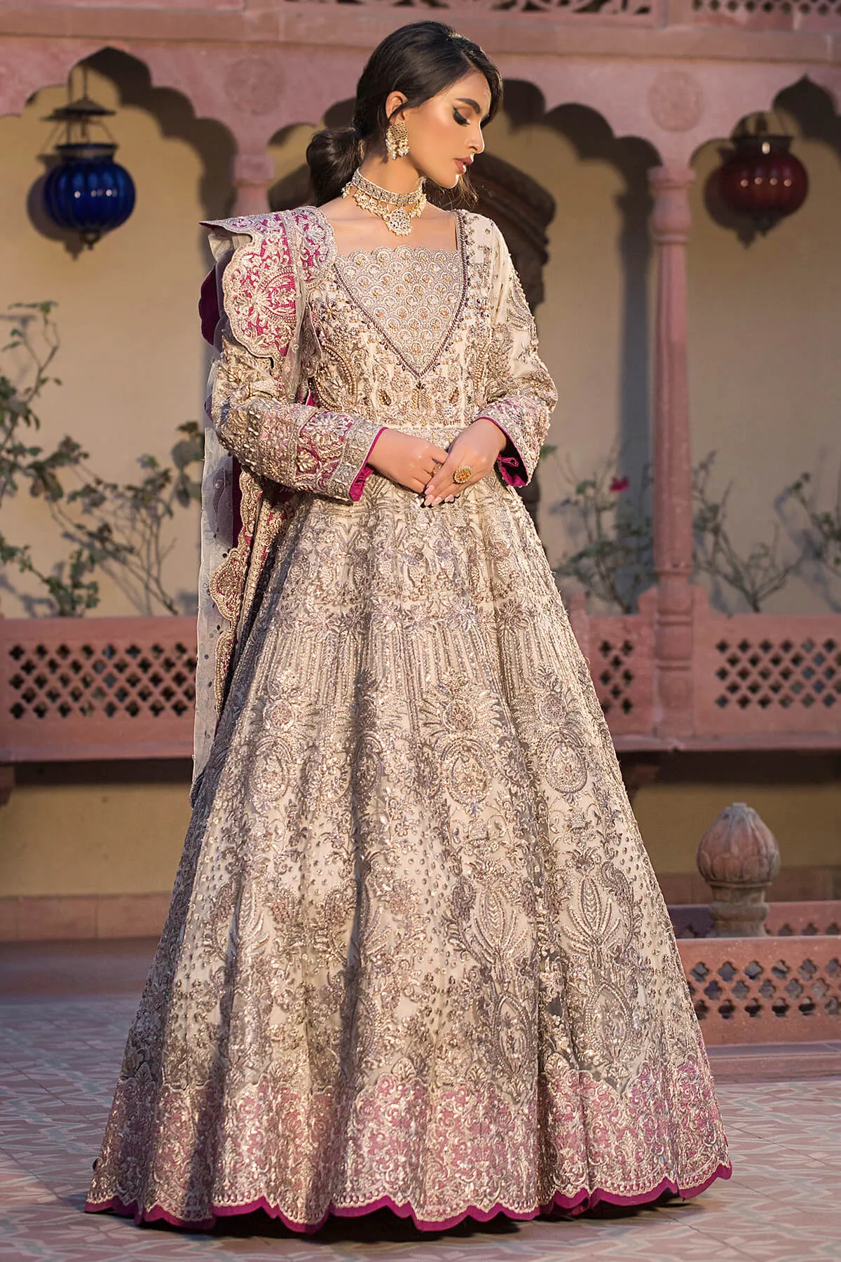 Luxury Heavily Embellished Gold Pishwas Pakistani Wedding Dress