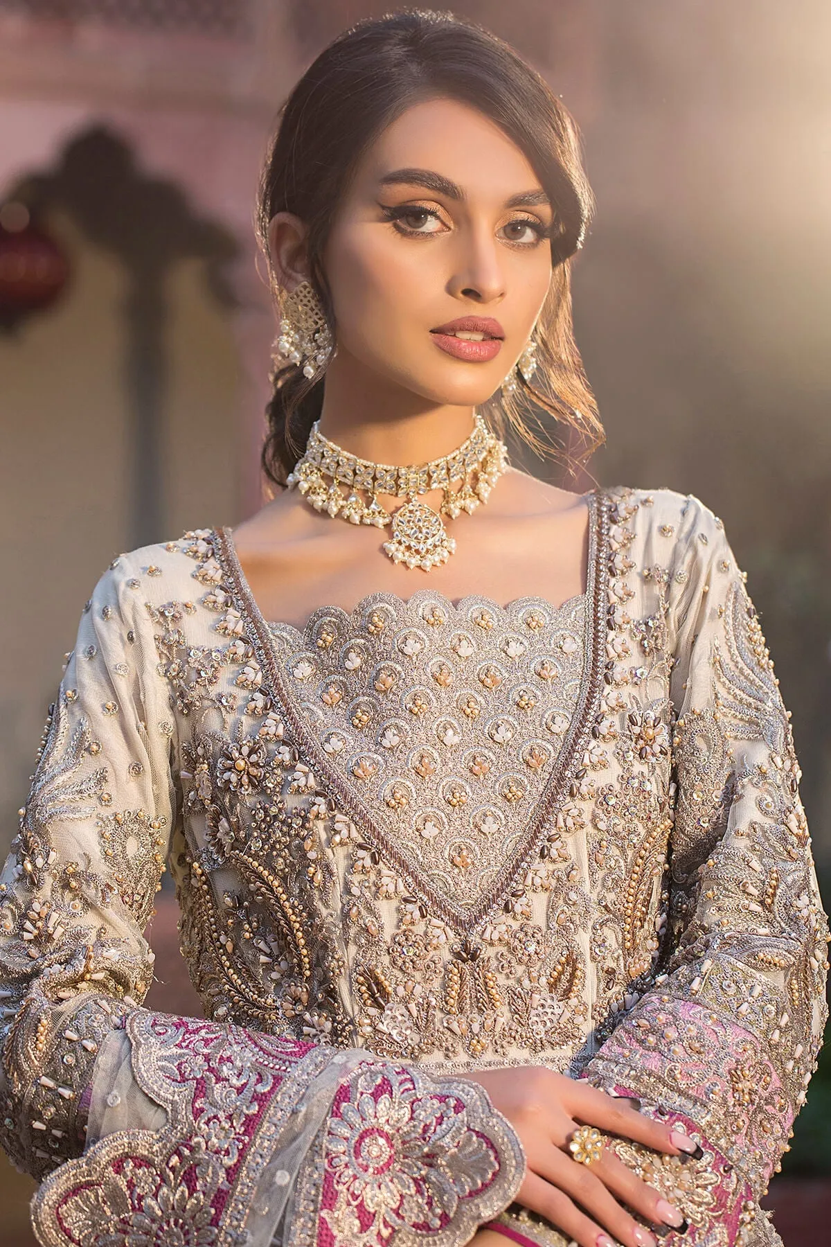 Luxury Heavily Embellished Gold Pishwas Pakistani Wedding Dress