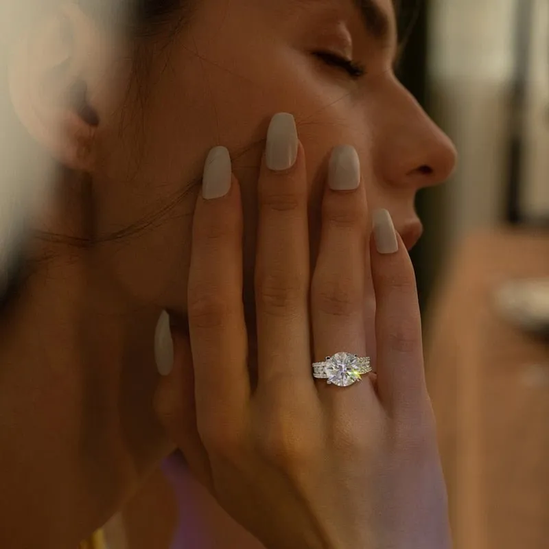 Luxury Inlaid Moissanite Ring For Women Engagement Jewelry
