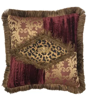 Luxury Pillow Burgundy and Gold with Leopard print