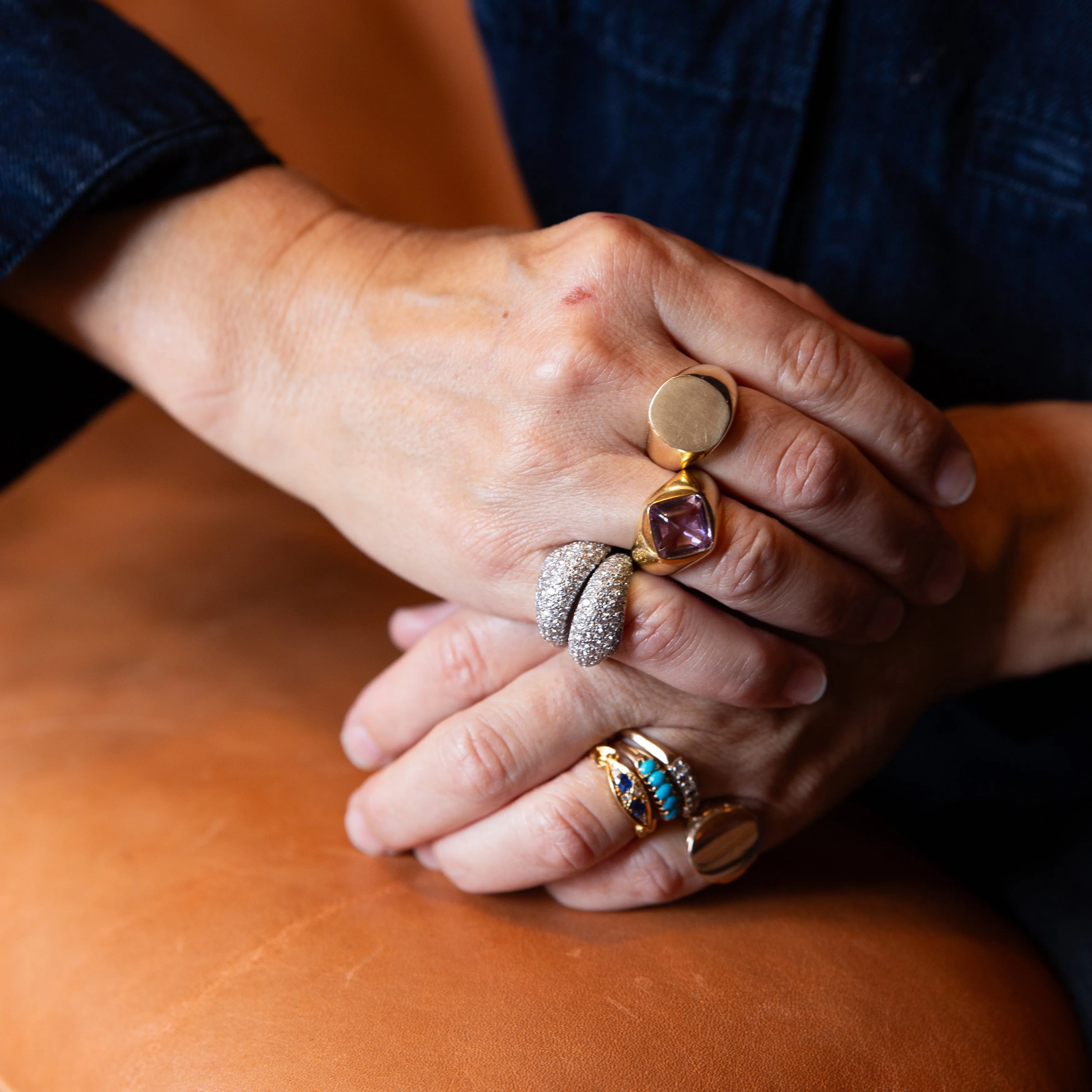 Marina B Sugarloaf Amethyst Signet Ring