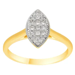 Marquise Shape Ring with 1/4ct of Diamonds in 9ct Yellow Gold