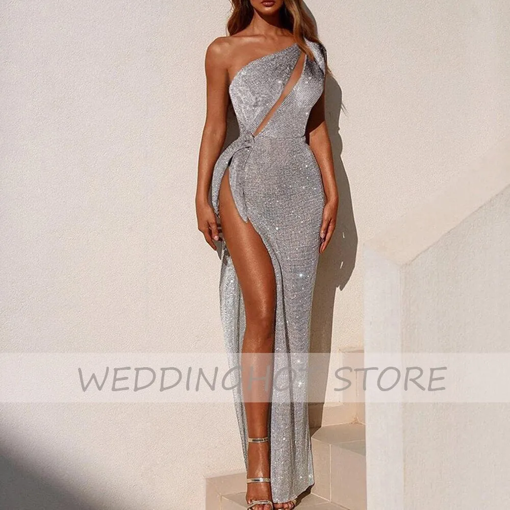 Mermaid One-Shoulder Side Split Robes De Soiree Dress