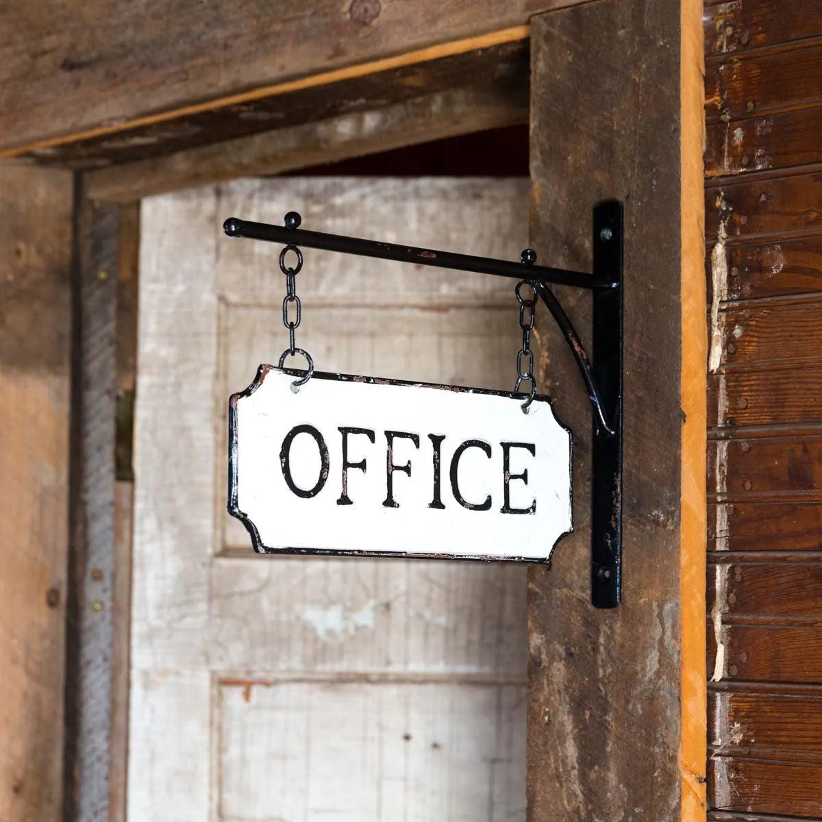 Metal Office Sign with Hanging Display Bar