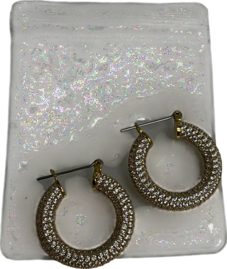Metallic Gold Diamanté Hoop Earrings