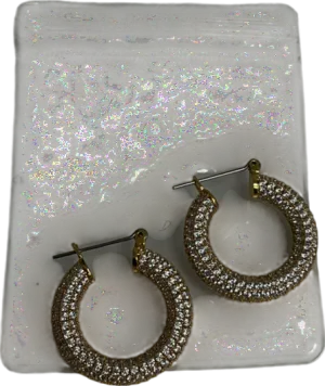 Metallic Gold Diamanté Hoop Earrings