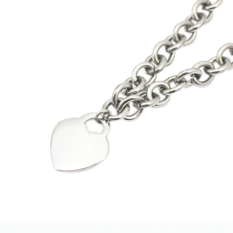 Mia Stainless Steel Heart Pendant Charm Bracelet