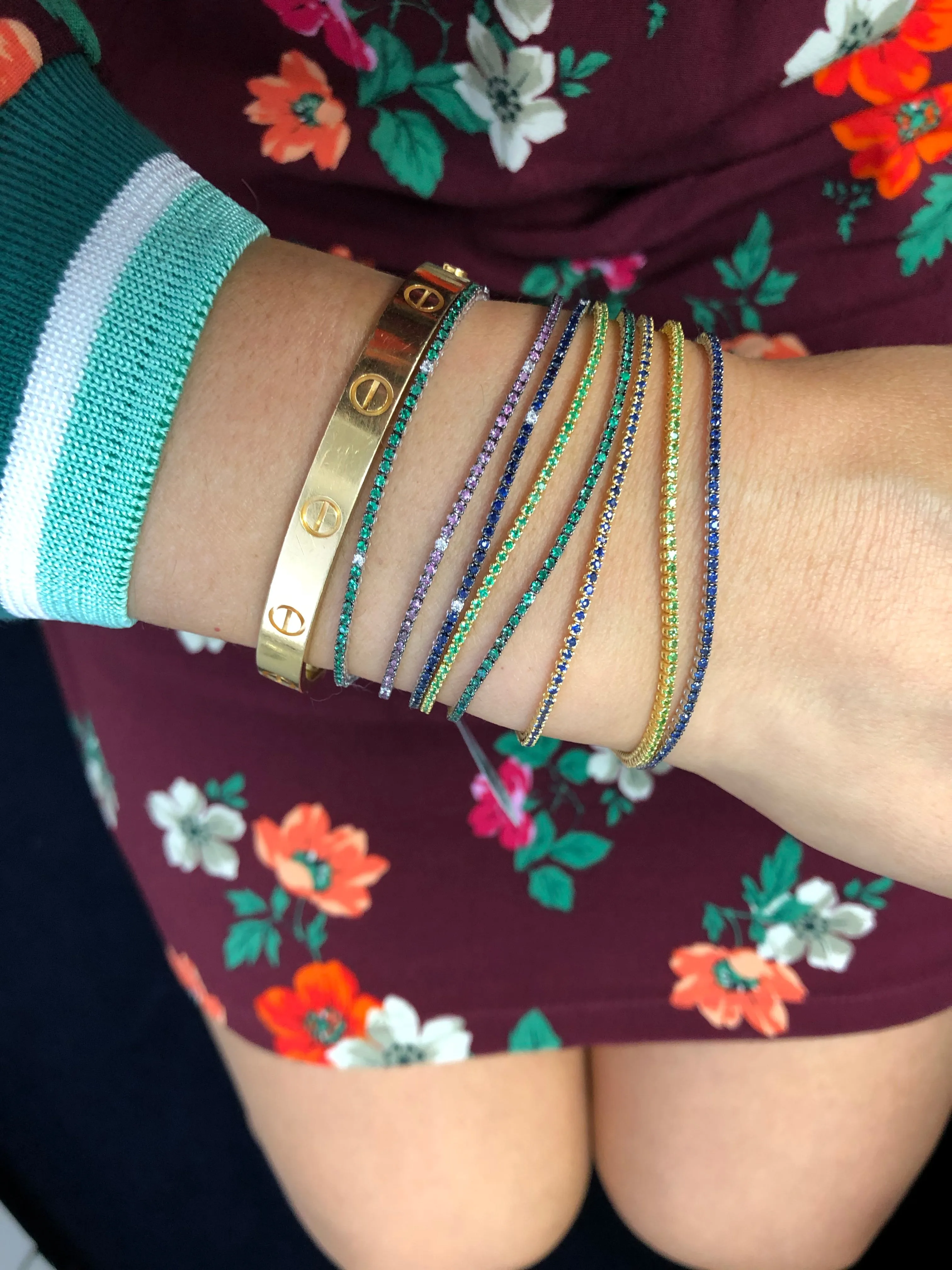 MICRO VENICE TENNIS BRACELET -EMERALD X DIAMOND
