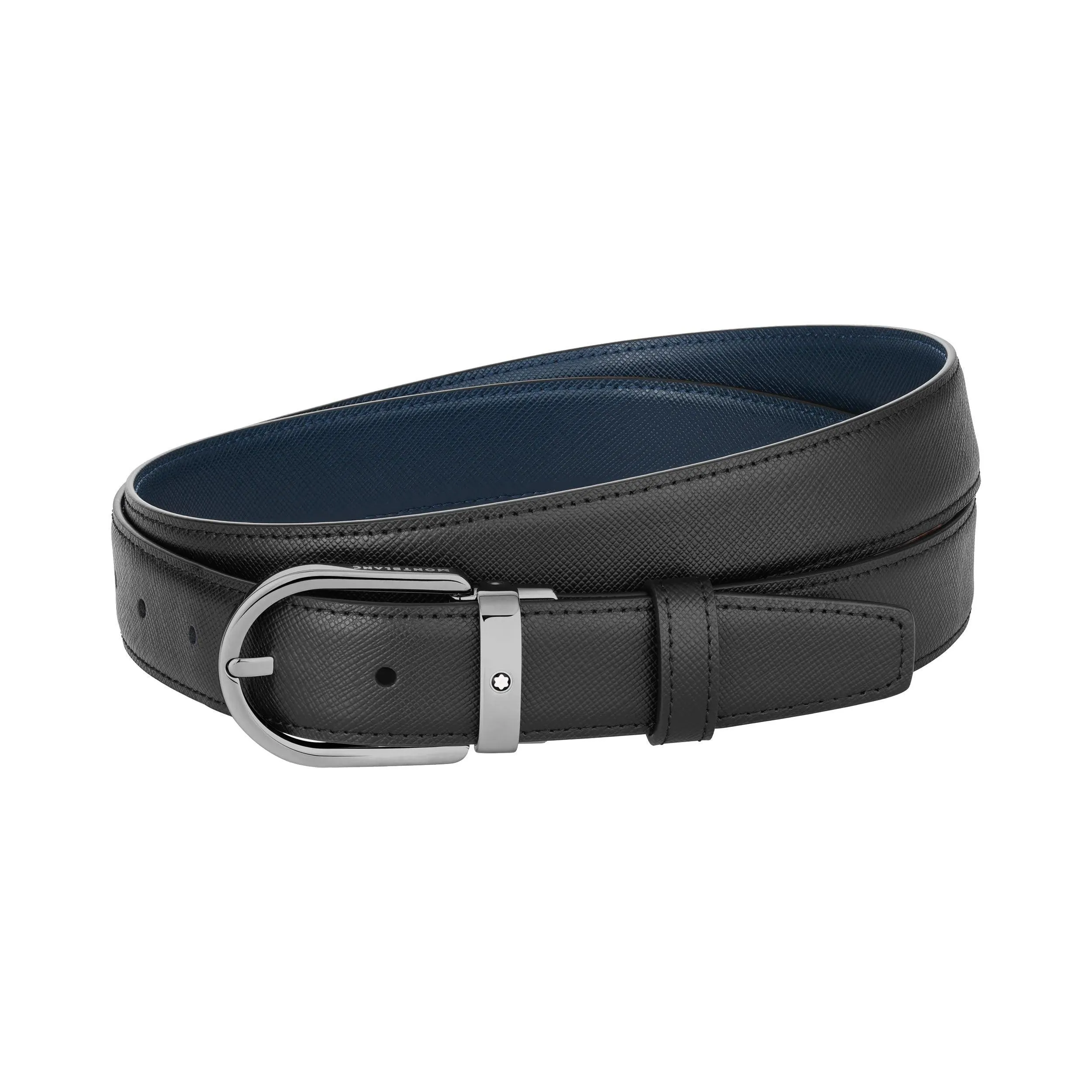 Montblanc 30mm belt riding horse buckle horse leather Sartorial black/blue 128763