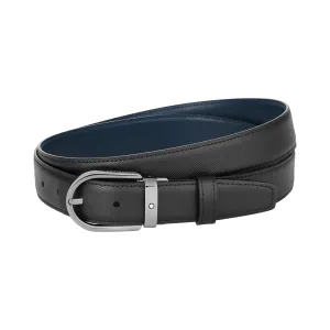 Montblanc 30mm belt riding horse buckle horse leather Sartorial black/blue 128763