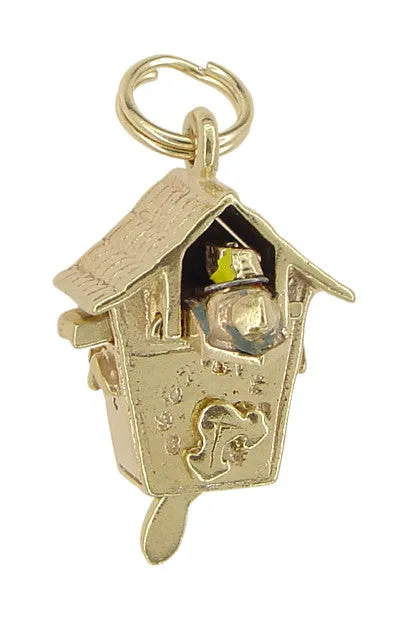 Movable Cuckoo Clock Charm in 14 Karat Gold