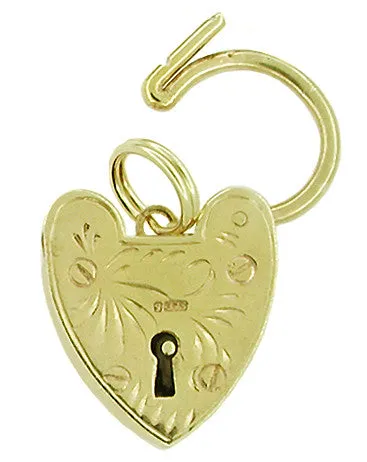 Movable Heart Shaped Lock Charm in 9 Karat Gold