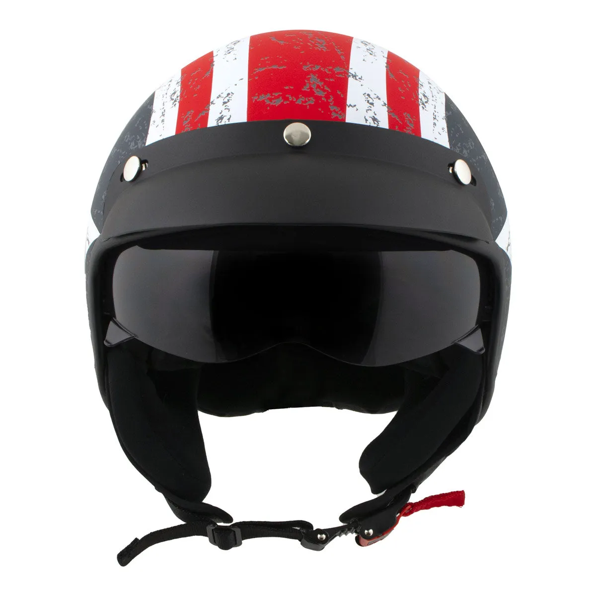 MPH9701DOT 'Maverick' 3/4 Open Face Stars and Stripes Motorcycle Helmet for Men and Women Biker