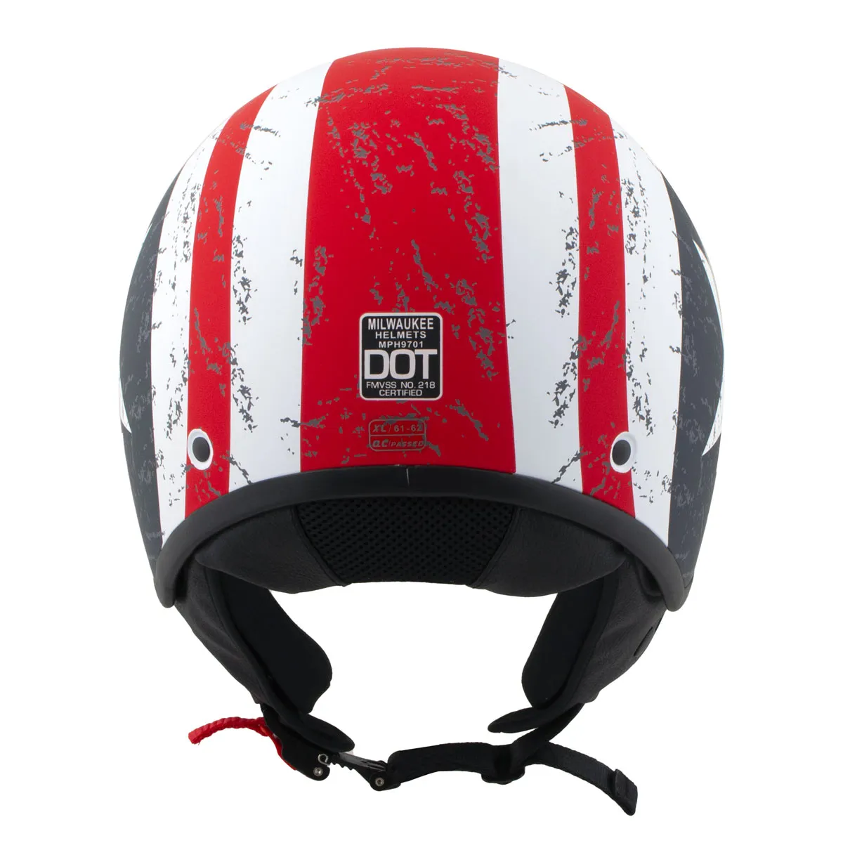 MPH9701DOT 'Maverick' 3/4 Open Face Stars and Stripes Motorcycle Helmet for Men and Women Biker