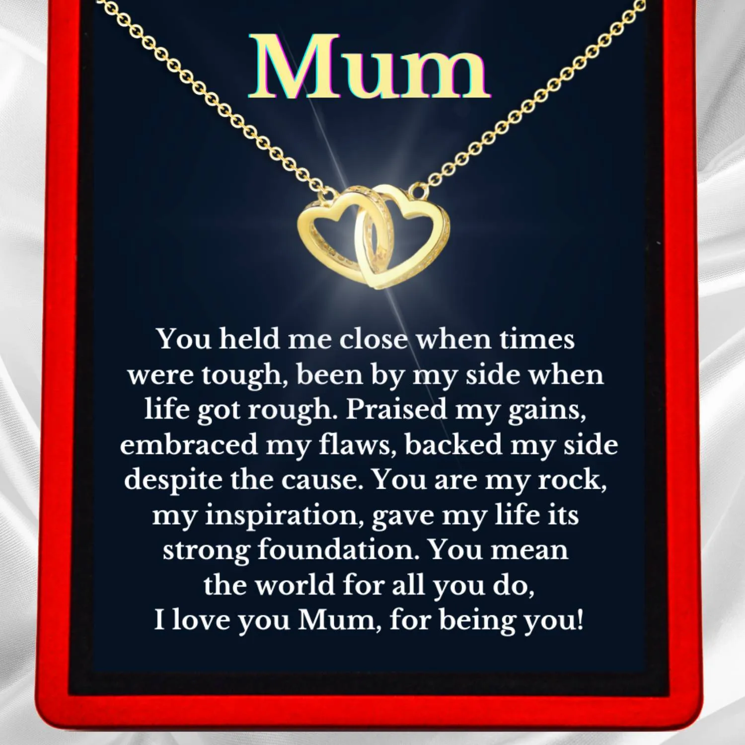 Mum Interlocking Gold Vermeil Hearts Necklace - Mum27