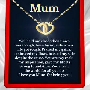 Mum Interlocking Gold Vermeil Hearts Necklace - Mum27