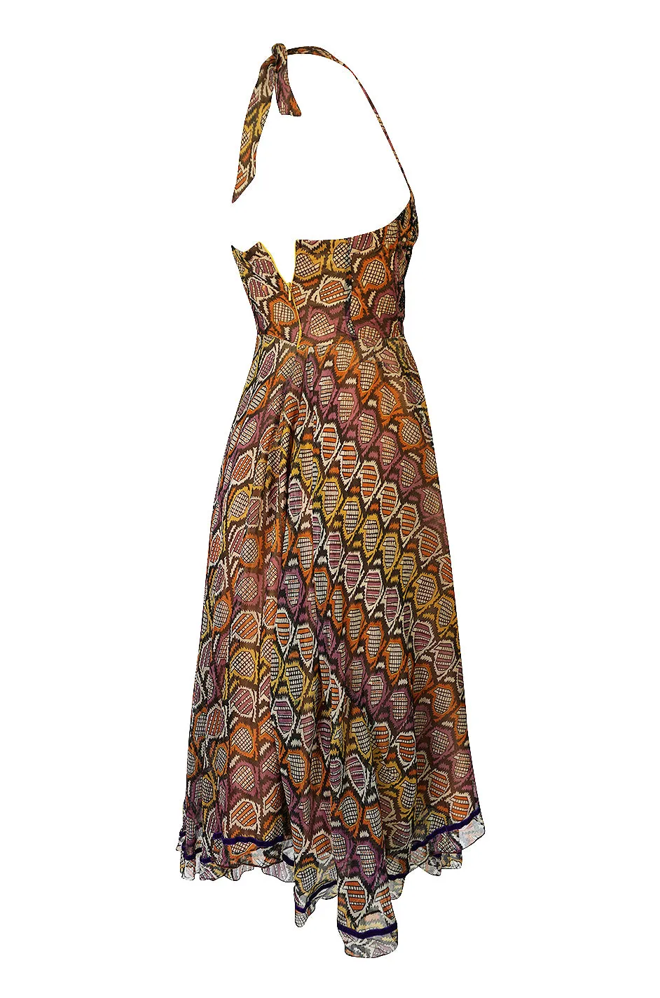 Museum Exhibited 1970 Thea Porter Couture Dress in Silk & Beads