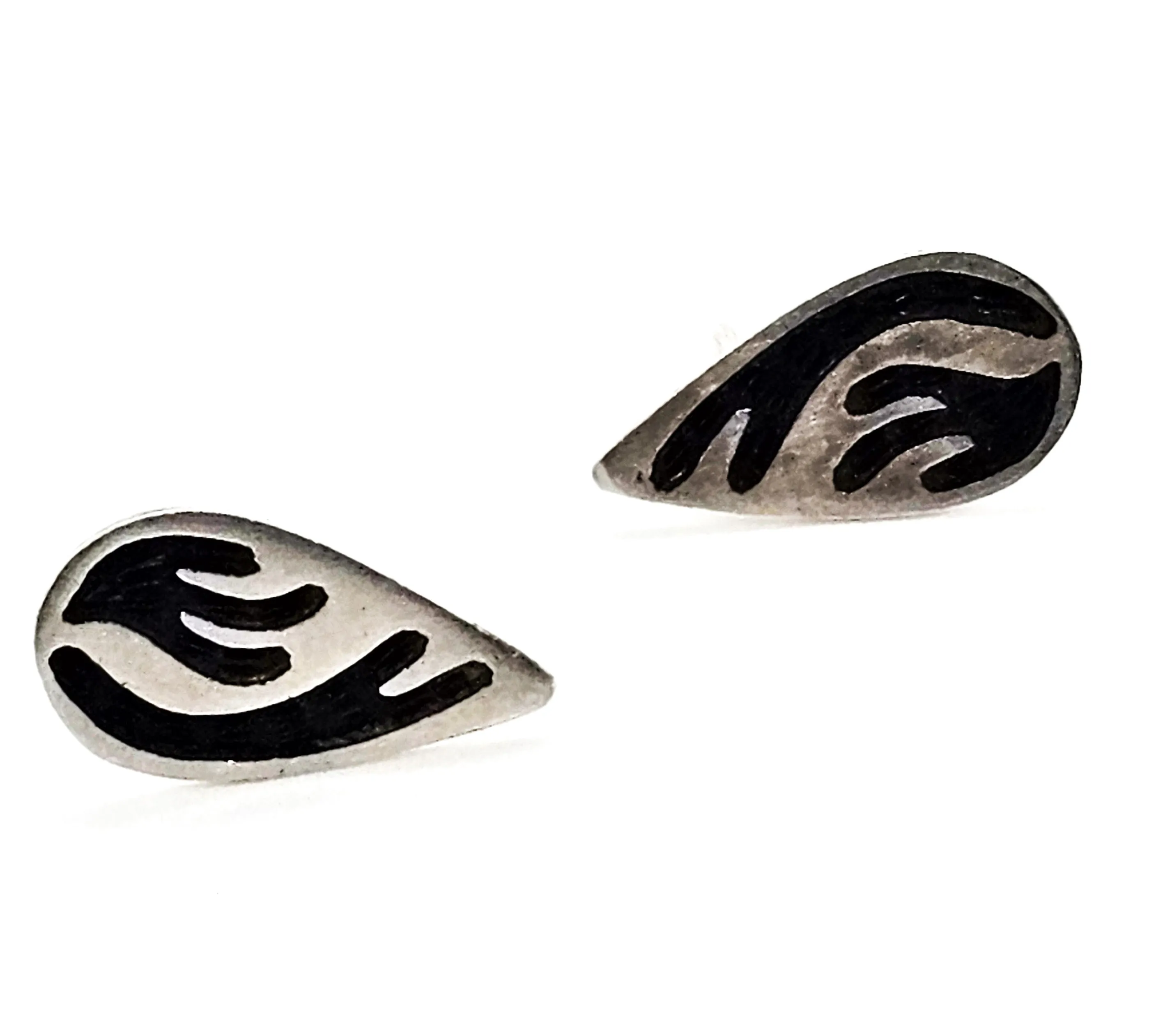 Native American Hopi cactus plant vintage sterling silver stud earrings