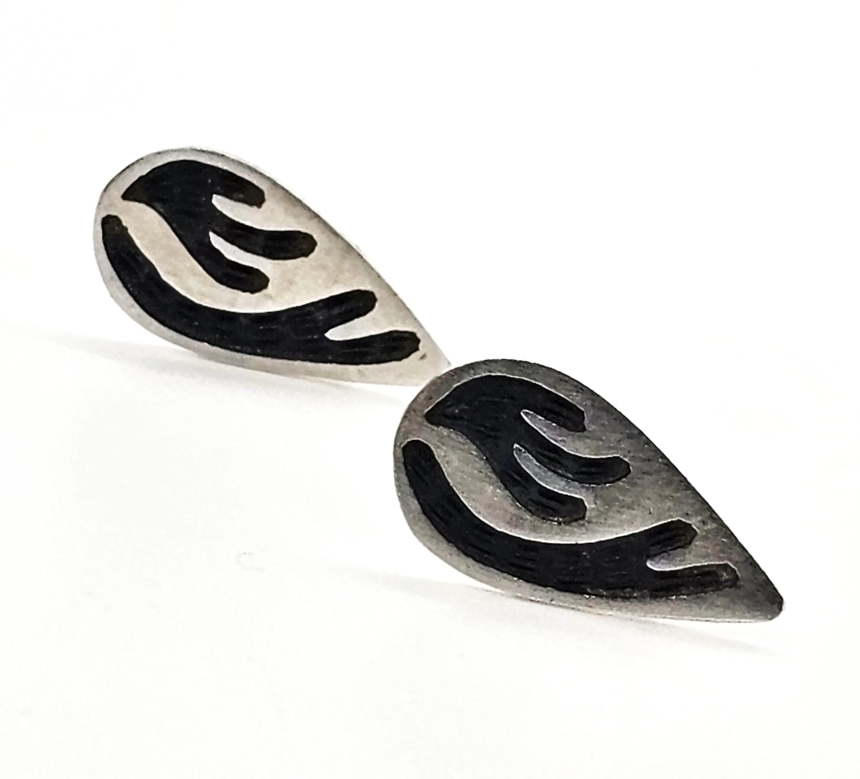 Native American Hopi cactus plant vintage sterling silver stud earrings