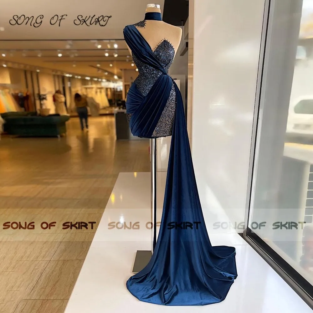 Navy Blue Shining Crystal Dress