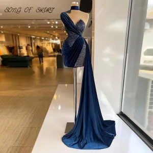 Navy Blue Shining Crystal Dress