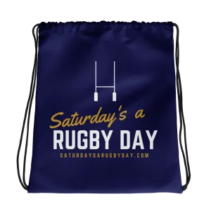 Navy Saturday's a Rugby Day Drawstring bag