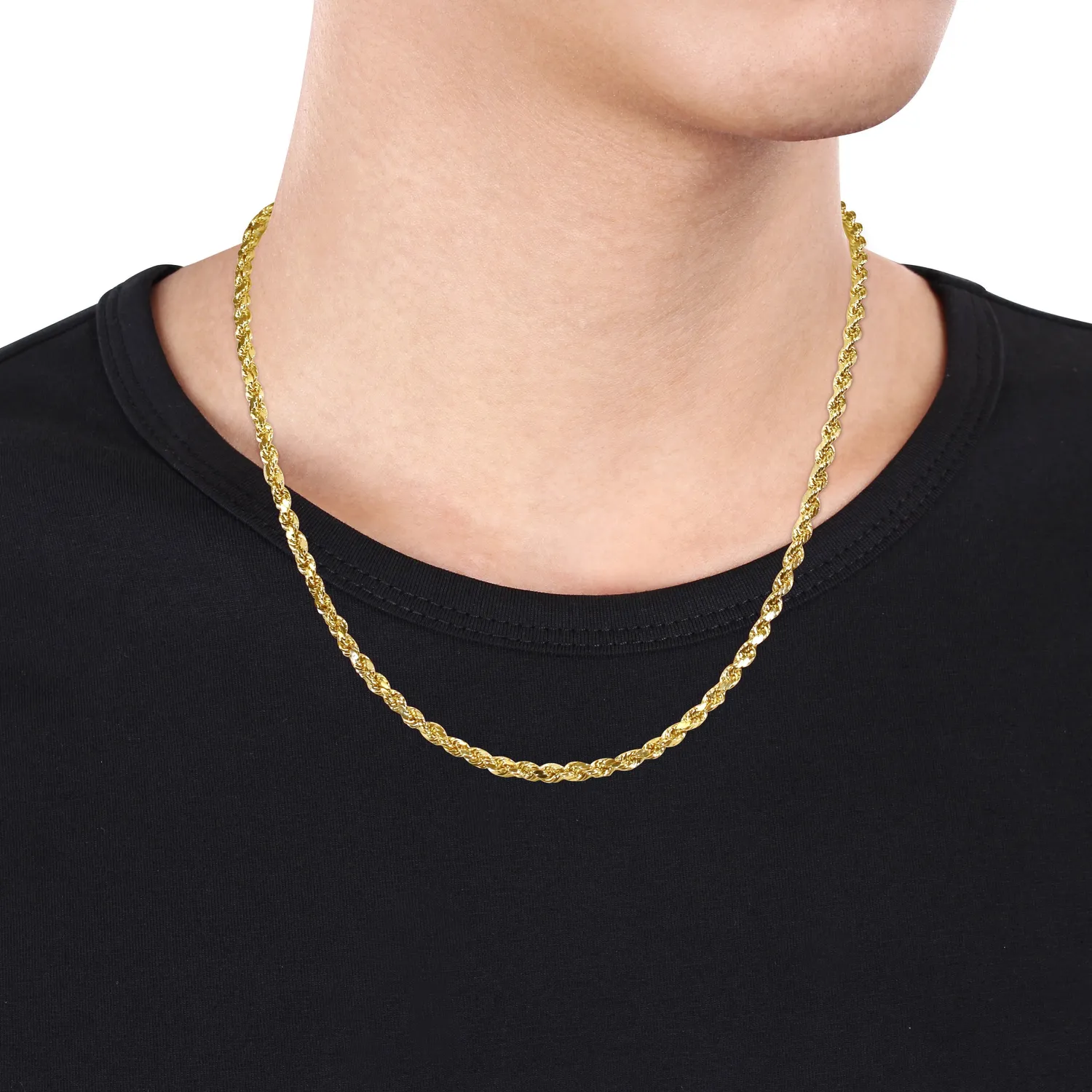 Necklace and Bracelet Set |10K Yellow Gold Rope Chain (4 MM)