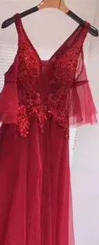 New Beautiful Evening Dress Green V-neck Sweep Train Appliques Sequins Long Prom Formal Gown