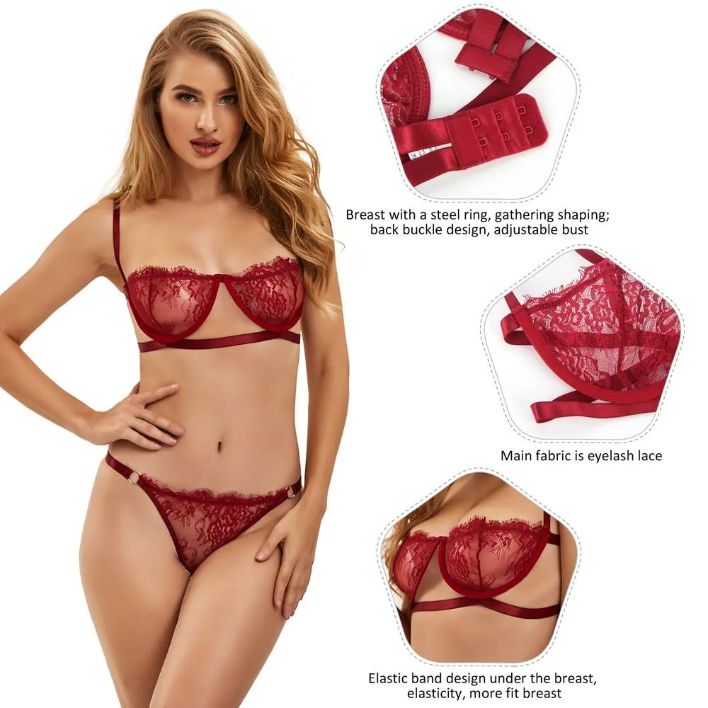 New High Quality Beautiful Lingerie Lace Bra Set Egypt With Steel ring