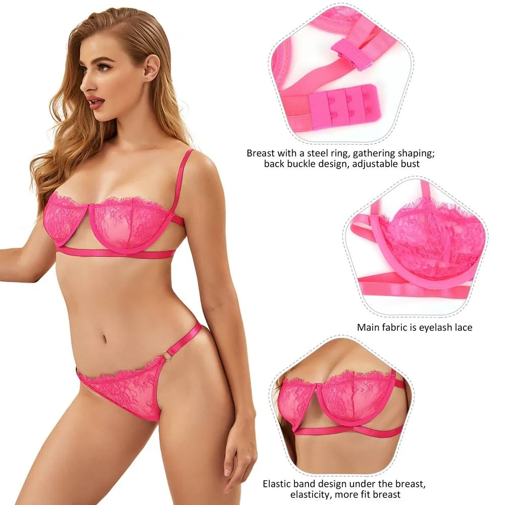 New High Quality Beautiful Lingerie Lace Bra Set Egypt With Steel ring