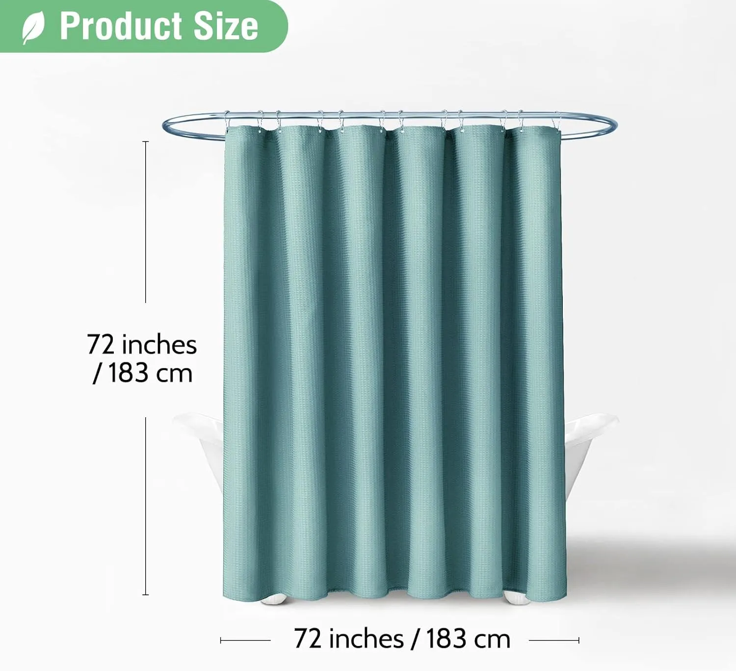 NEW Retails $60 Dynamene Teal Fabric Shower Curtain for Bathroom - Waffle Weave Heavy Duty Cloth , 256GSM Hotel Luxury Weighted Polyester Bath Curtain Set with 12 Plastic Hooks,72x72, Teal/Turquoise