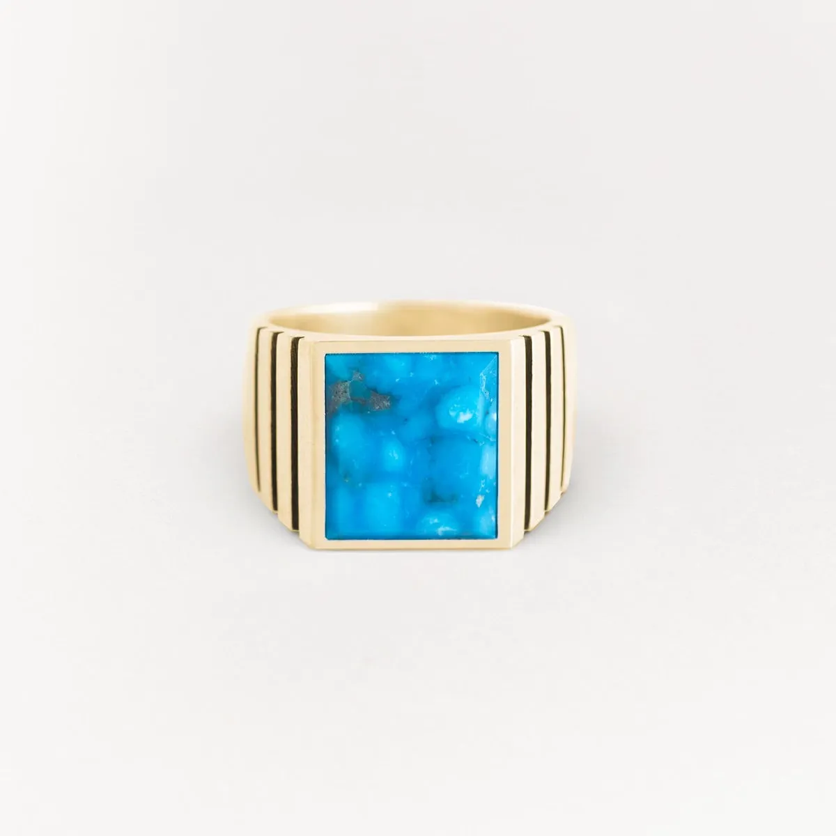 Notched Inlay Signet Ring, 16mm