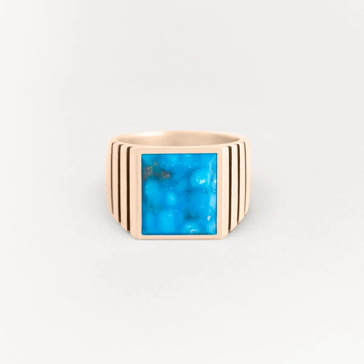 Notched Inlay Signet Ring, 16mm