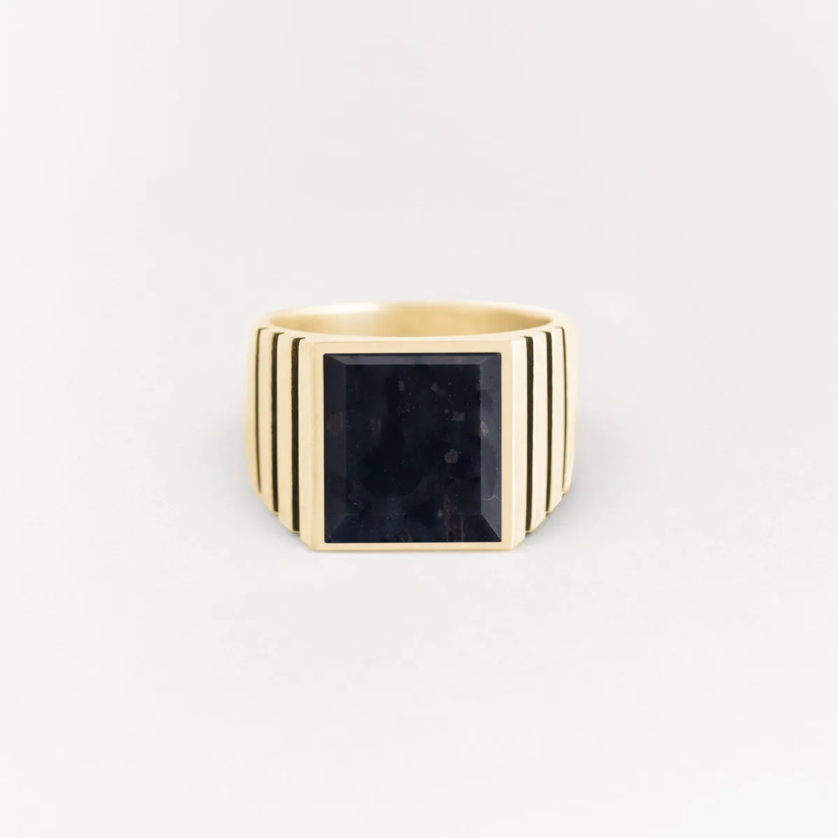Notched Inlay Signet Ring, 16mm