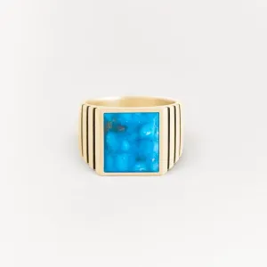Notched Inlay Signet Ring, 16mm