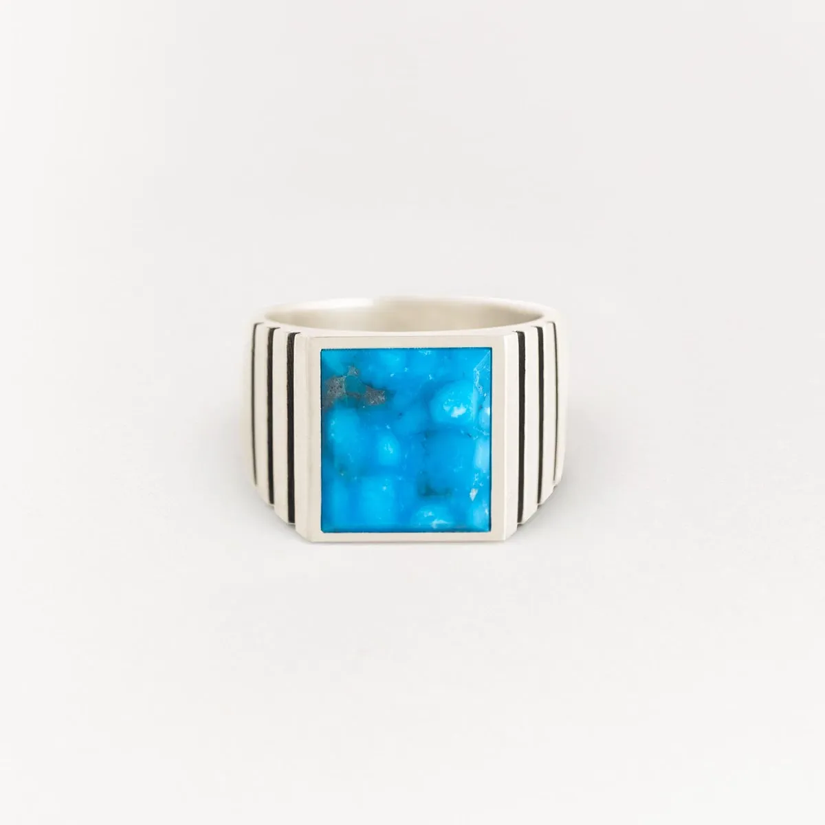 Notched Inlay Signet Ring, 16mm