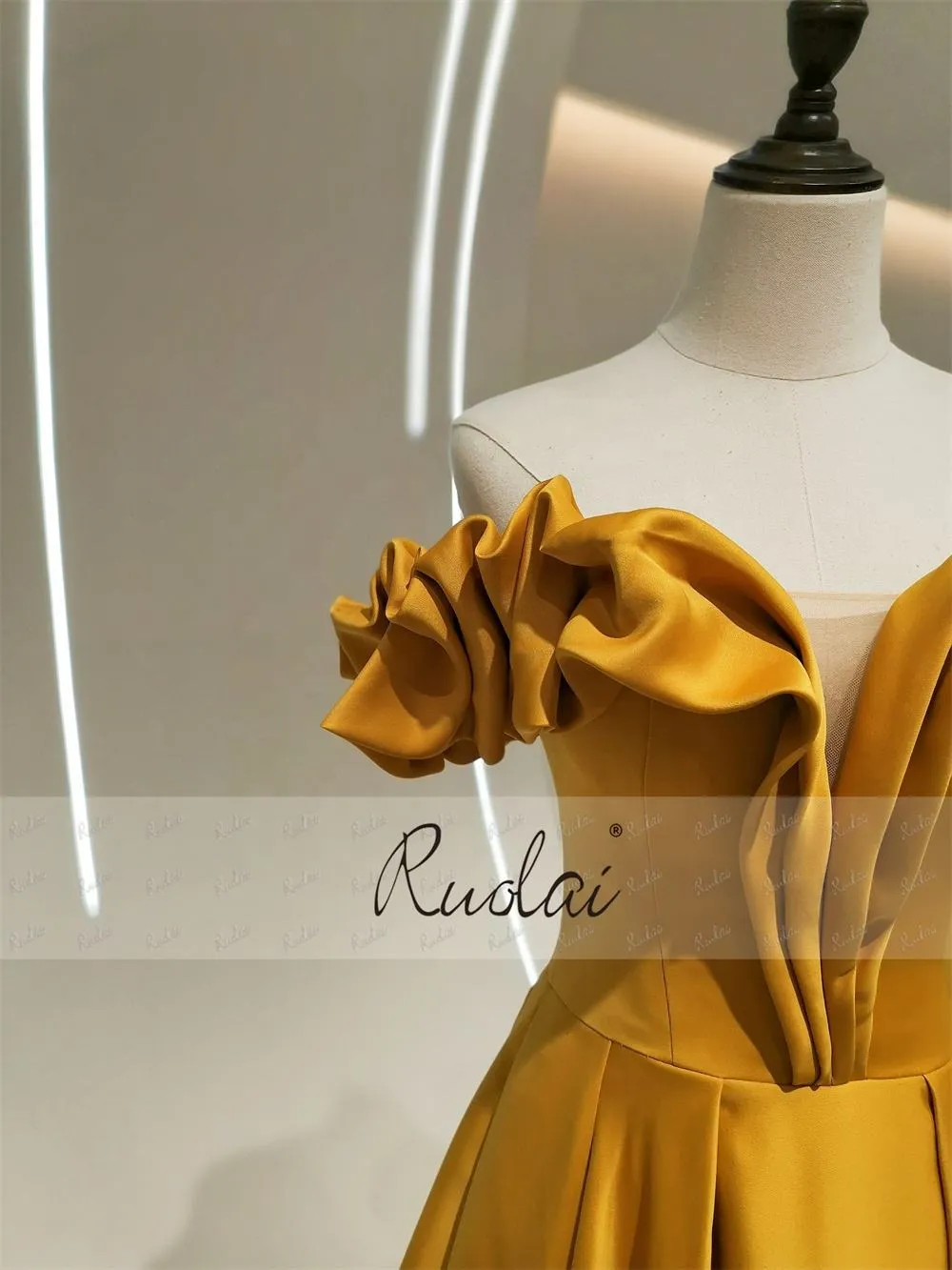 Off-Shoulder A-line Ruffles Lace-up Dress