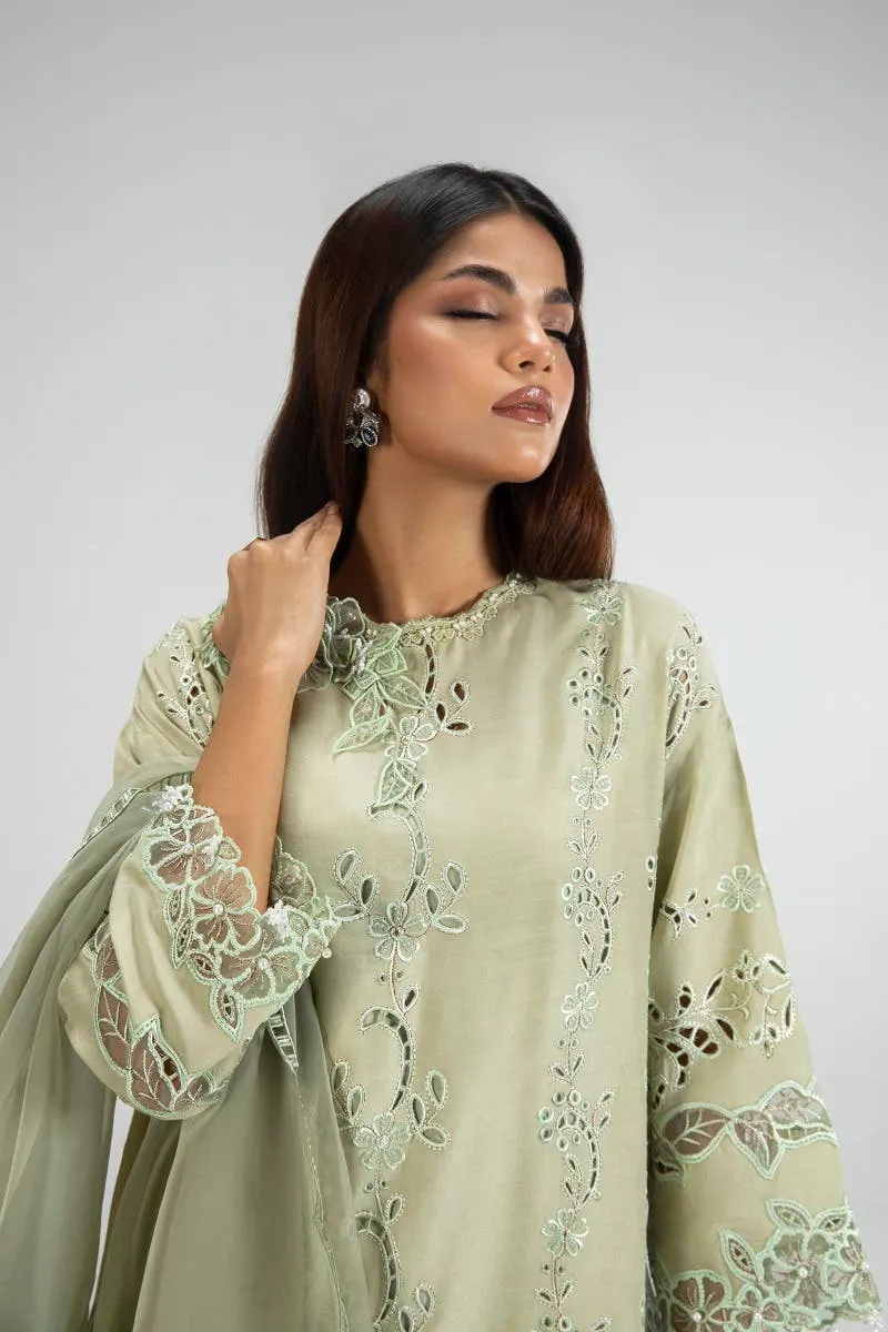Olive Green Straight shirt Style Luxury Pret Pakistani Salwar Suit